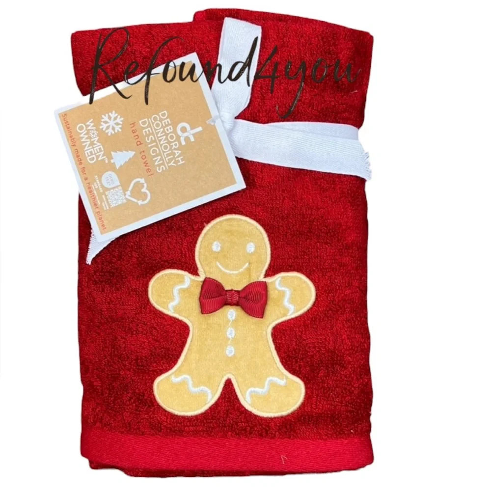 Deborah Connolly - ‘Gingerbread Man’ Hand Towels (2). NWT. Firm!